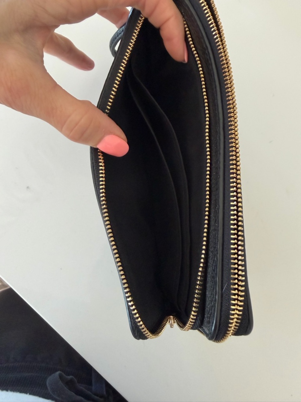 Coach Brown and Black Signature Double Zip Wristlet - Picture 3 of 5